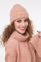 Ribbed hat with lurex rose