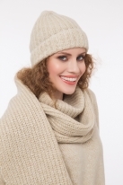 Ribbed hat with lurex beige