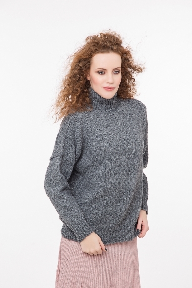Very soft oversized pullover with high neck