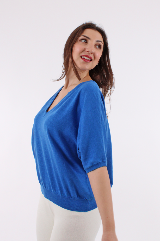 Organic cotton and linen blouse