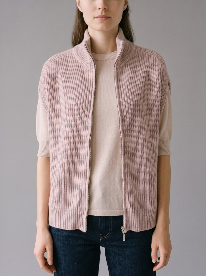 CABLES & STITCHES sleeveless cardigan from wool and cashmere