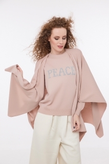 Дамски пуловер PEACE розов