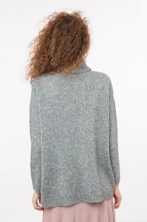 Дамски пуловер с ламе сив
