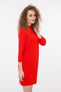 High neck knitted dress red