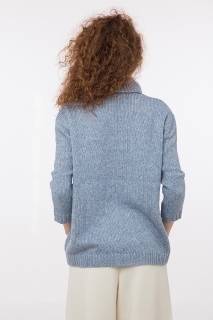 Дамски пуловер с ламе син
