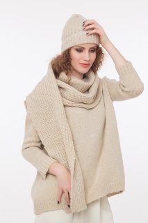 Ribbed hat with lurex beige