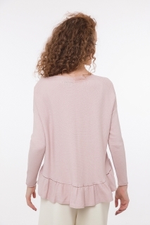 Fine knitted jumper with ruffles rose