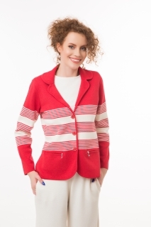 Lady  jacket with zipped pockets red stripes