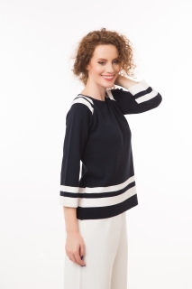 Navy top with white stripes