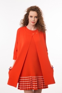 Long viscose cardigan with 3/4 sleeves orange