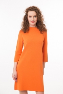 Дамска рокля с висока яка оранж
