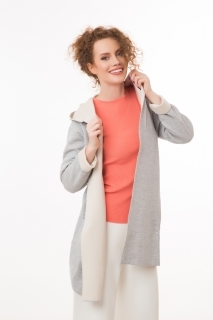 Long cardigan two colors  with hood